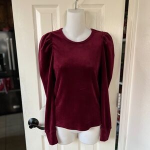 Anthropologie by Splendid Mulberry Puff Sleeve Velour Top
